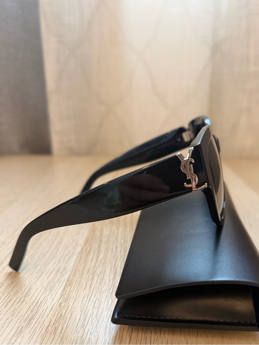 Saint Laurent Black Sunglasses with Silver YSL Logo - Picture 2 of 8